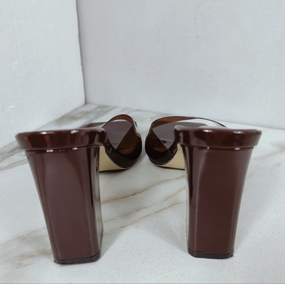 Unbranded Brown Transparent Square Toe Block Heel Sandals Slides, Sz 9.5 - Picture 8 of 14